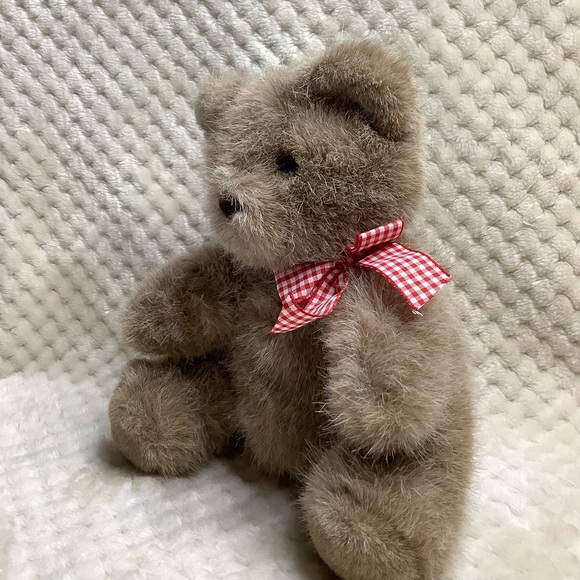 Vintage Ganz Bros Heritage Collection Plush Bear Red Checker Bow Stuffed Animal - Picture 8 of 13